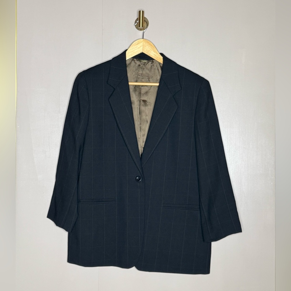 Sergio Pellari Italian Wool Pinstripe Blazer Unisex Tailored‎ Jacket Size 42
